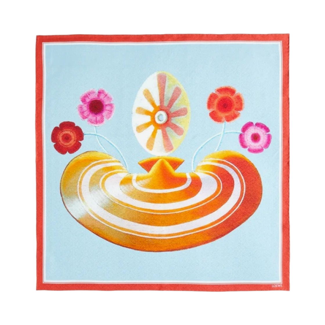 로에베 마루하 마요 스카프 인 실크 레드 멀티컬러(Loewe Maruja Mallo Scarf in Silk Red Multicolour) - 1