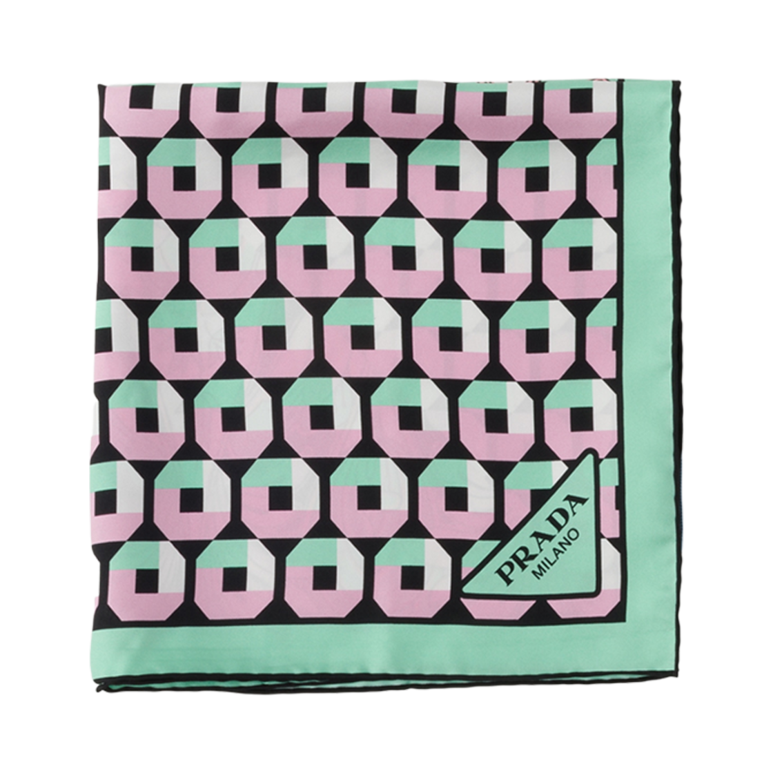 1FF004-2C6S-F038O Prada Printed Silk Twill Scarf Mint Petalus