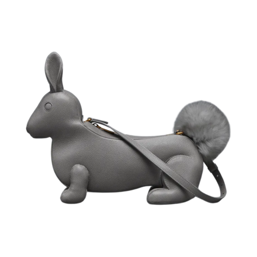 UAG175A-00198-055 Thom Browne Pebble Grain Rabbit Baguette Bag Grey