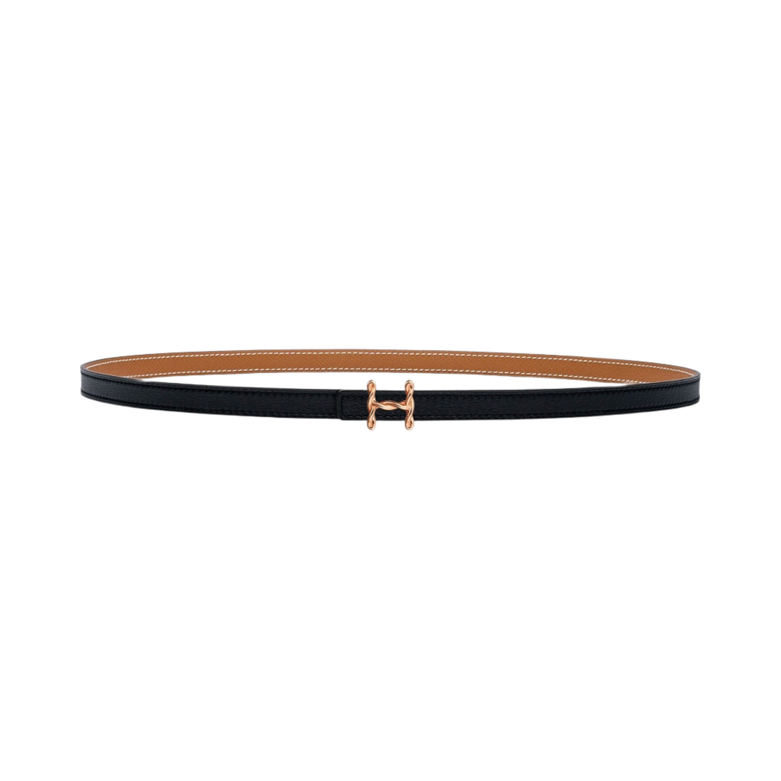 (W) 에르메스 H 토르사드 벨트 버클 & 리버서블 가죽 스트랩 13mm & 핑크 골드 누아 골드((W) Hermes H Torsade Belt Buckle & Reversible Leather Strap 13mm & Pink Gold Noir Gold) - 1