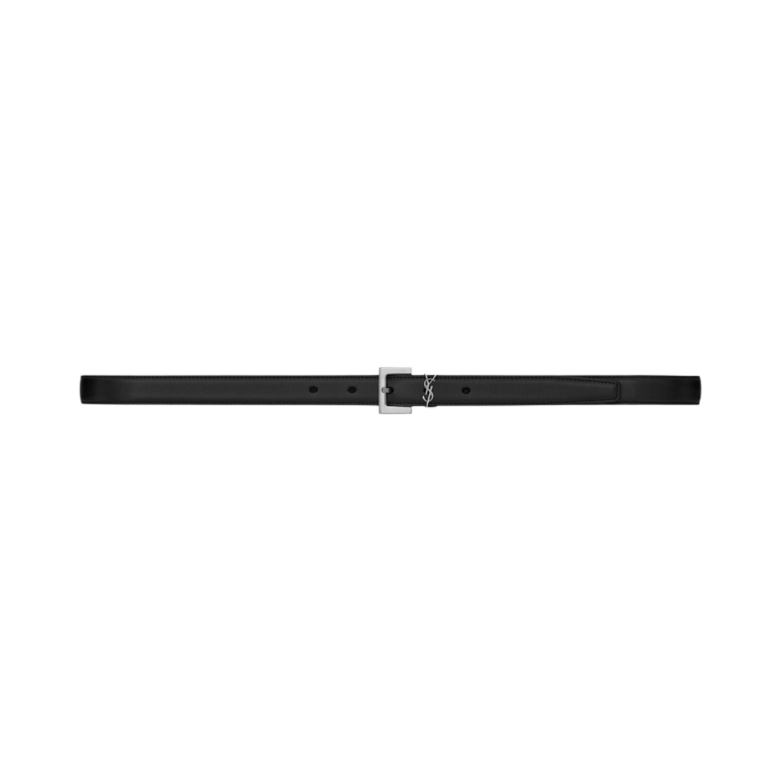 (W) 생로랑 카산드라 씬 벨트 스퀘어 버클 스무스 레더 벨트 블랙((W) Saint Laurent Cassandre Thin Belt with Square Buckle in Smooth Leather Belt Black)