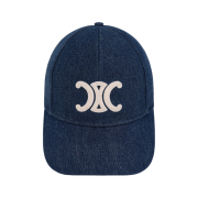 (W) Celine Triomphe Baseball Cap in Denim Dark Union Wash