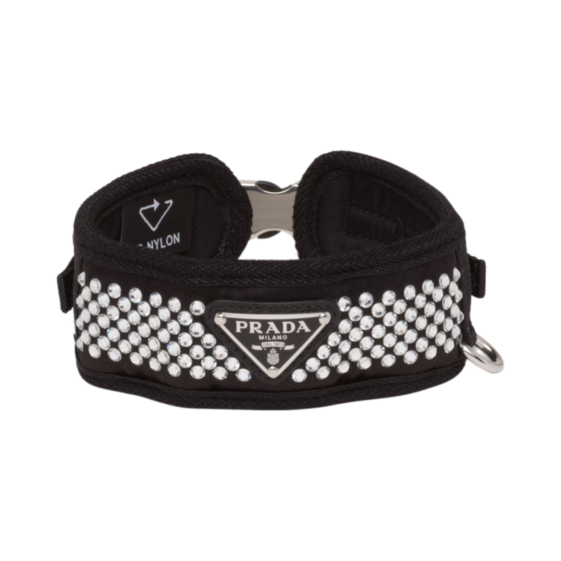 2YC016-2AWL-F0T7O Prada Crystal Studded Satin Pet Collar Crystal