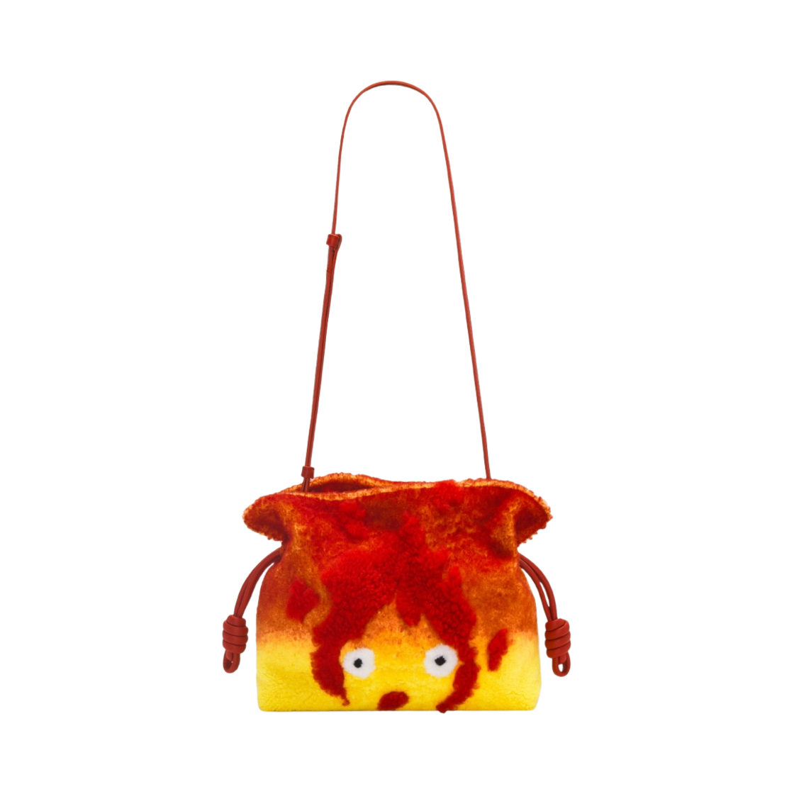 로에베 x 하울의 움직이는 성 캘시퍼 플라멩코 클러치 셔링 레드(Loewe x Howl's Moving Castle Calcifer Flamenco Clutch in Shearling Red) - 5