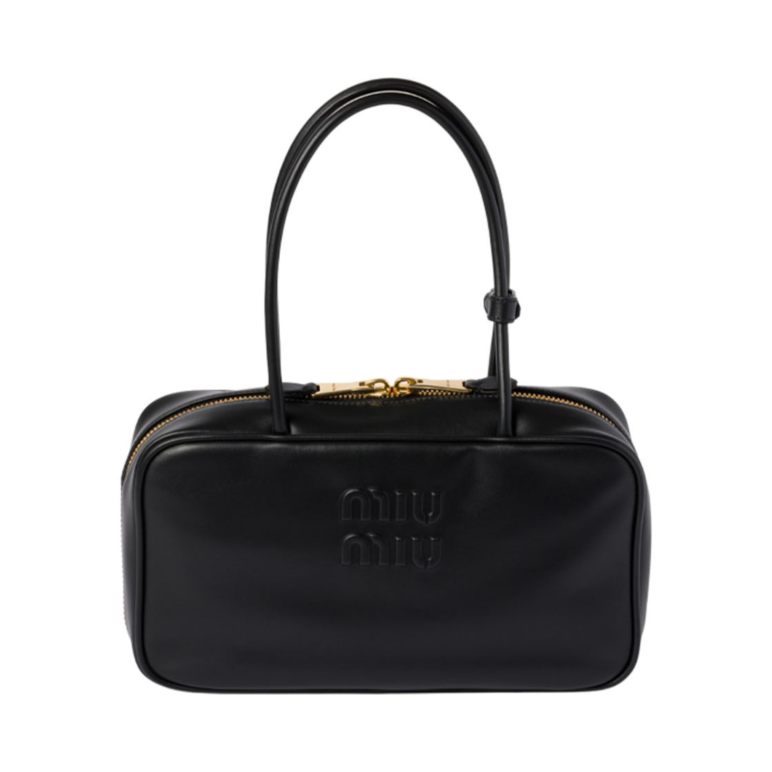 5BB172-2CRW-F0002 Miu Miu Beau Leather Top Handle Bag Black