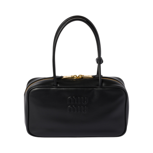 5BB172-2CRW-F0002 Miu Miu Beau Leather Top Handle Bag Black