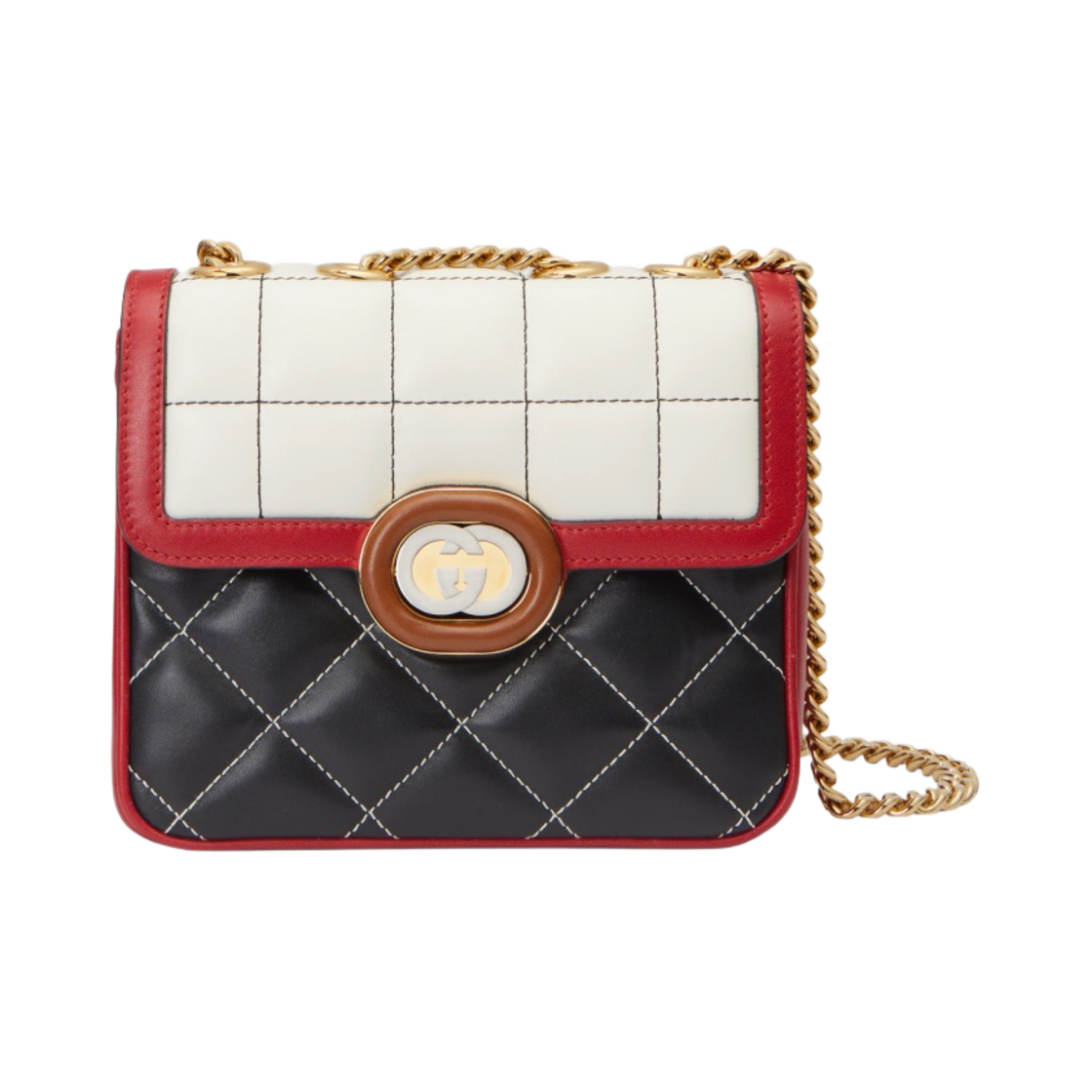 구찌 데코 미니 숄더백 블랙 화이트 레더(Gucci Deco Mini Shoulder Bag Black White Leather) - 1