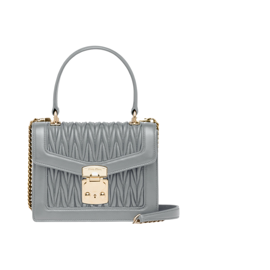 미우 미우 나파 레더 미우 컨피덴셜 핸드백 라이트 블루(Miu Miu Nappa Leather Miu Confidential Handbag Light Blue) - 1