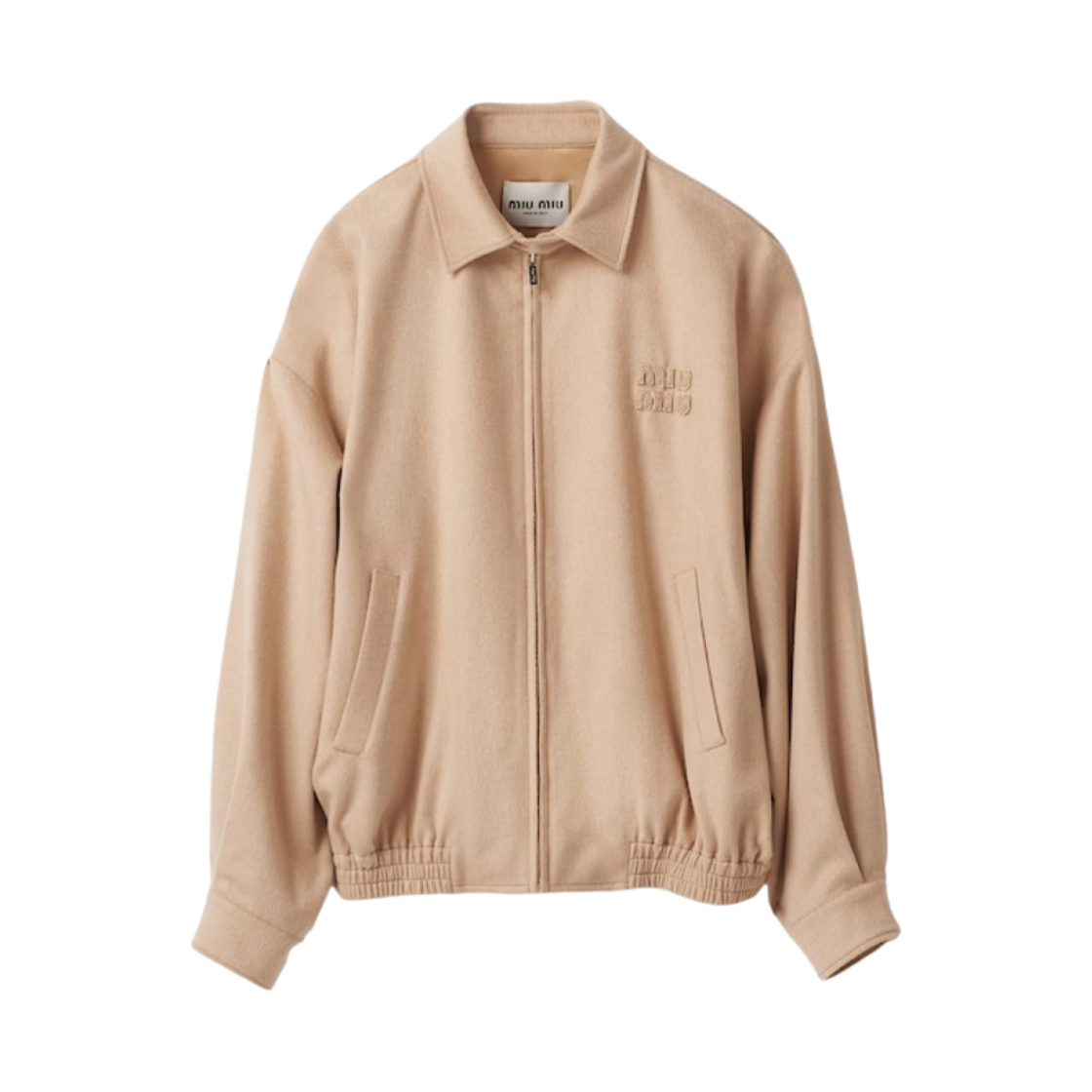 (W) 미우 미우 벨루어 블루종 자켓 샌드 베이지((W) Miu Miu Velour Blouson Jacket Sand Beige) - 1