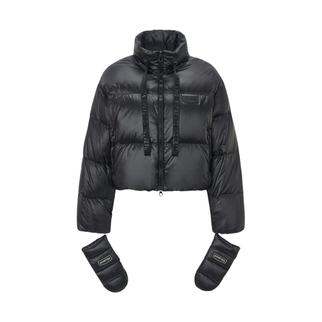 VDDJ25435-BKS (W) Duvetica Raffaella Highneck Logo Tape Short Length Down Jacket Black