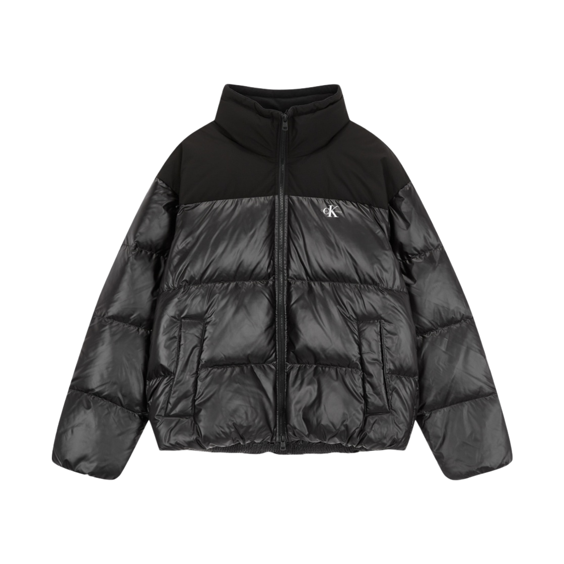 J400371BEH (W) Calvin Klein Jeans Relaxed Short Block Down Puffer CK Black