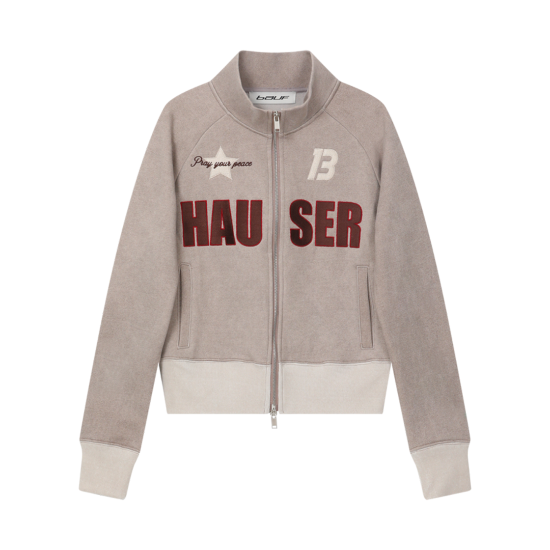 BO24FW-WPNK6 BAUF Hauser Crop Zip Up Jacket Dusty Pink