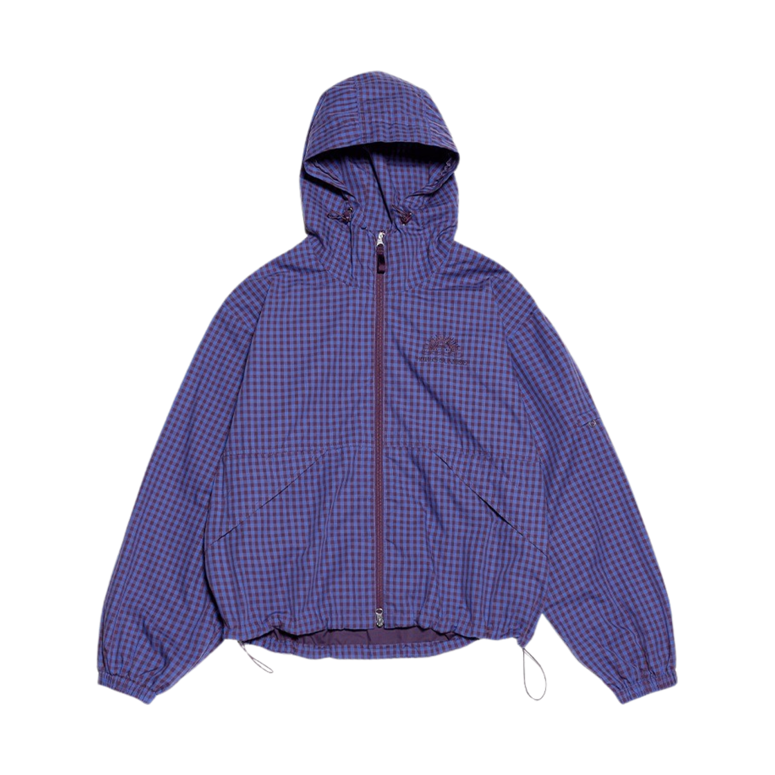 23HSJKPC0055 Hello Sunrise Hooded Zip-Up Jacket Purple Check