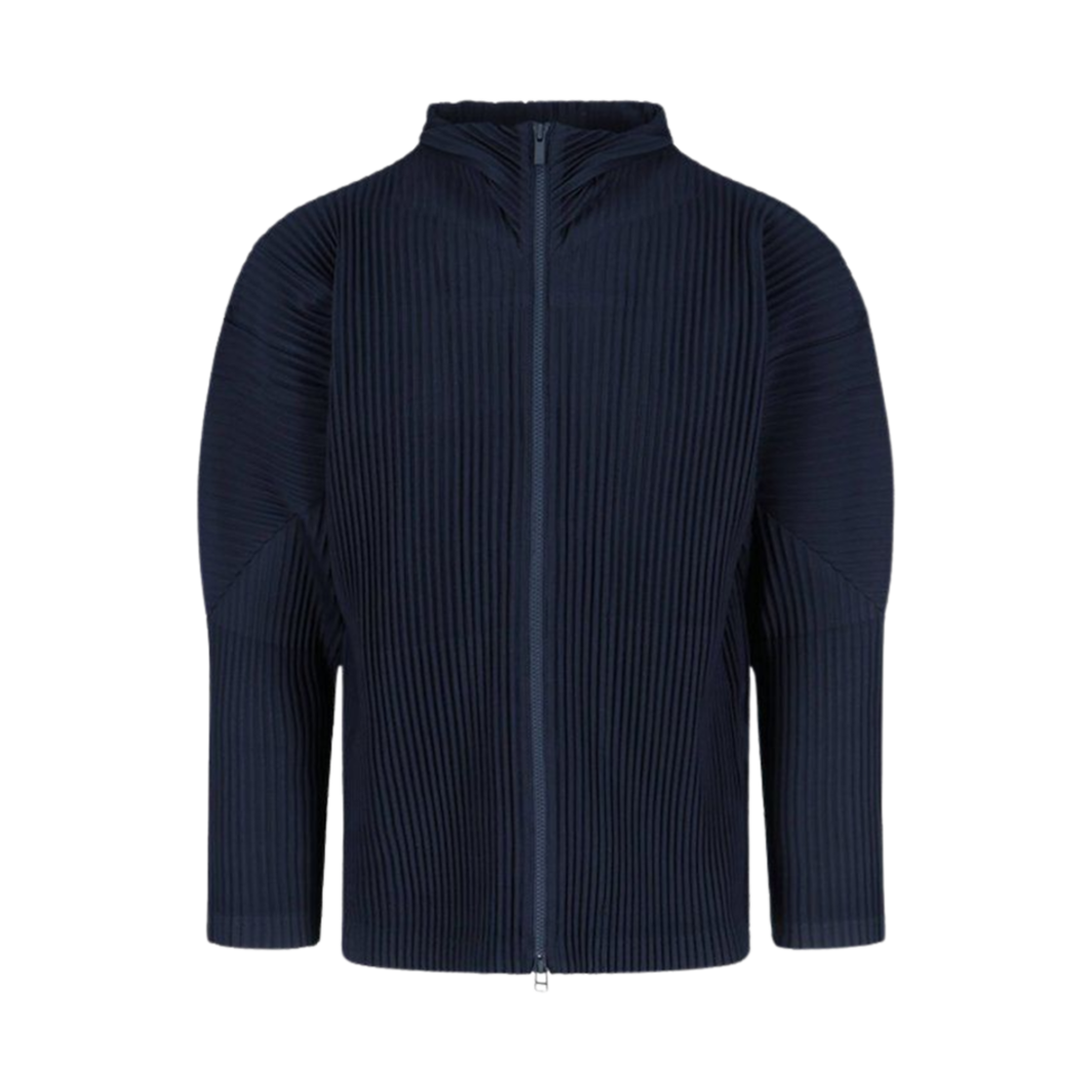 JL540-75 Homme Plisse Issey Miyake Pleated Zip Up Jacket Navy