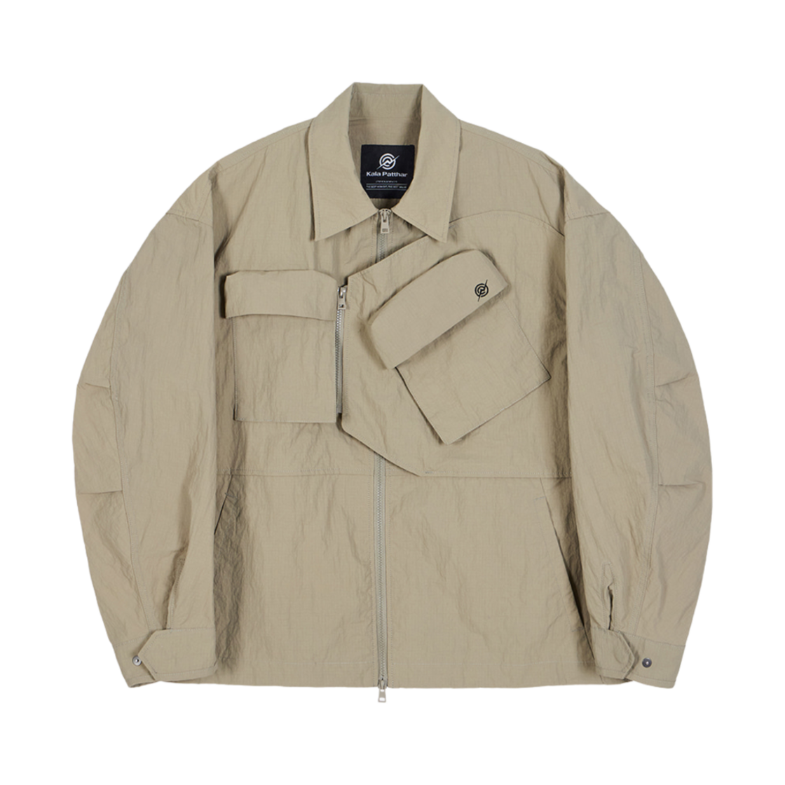 KB1JK1070MBG KALA PATTHAR Nylon Offset Zip Pocket Shirt Jacket Beige