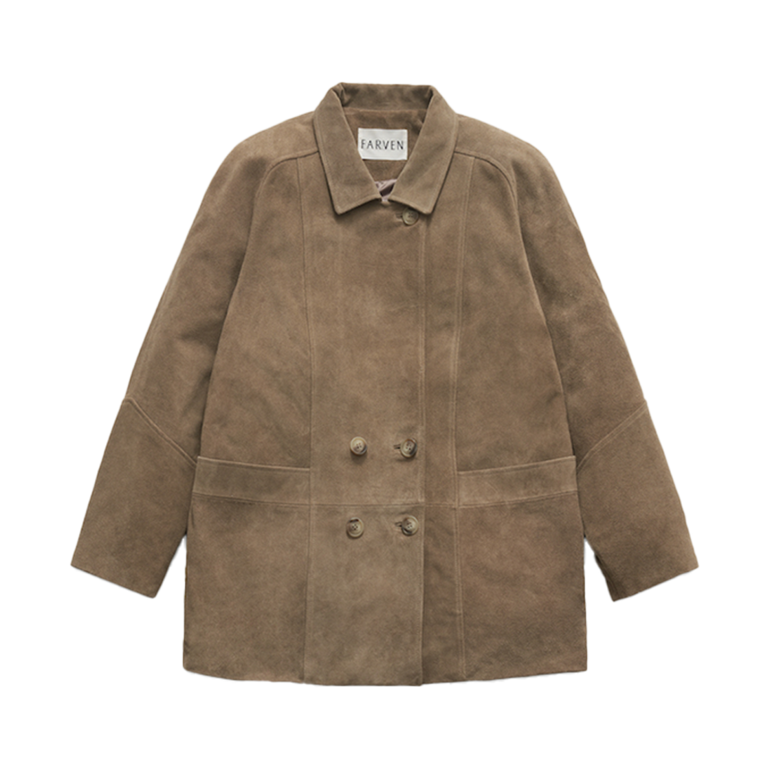 FV25A_JA01TA000 FARVEN Volume Double Leather Jacket Taupe