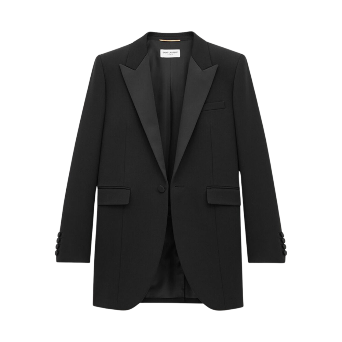 (W) 생로랑 턱시도 자켓 그레인 드 뿌드르 블랙((W) Saint Laurent Tuxedo Jacket In Grain De Poudre Black) - 2
