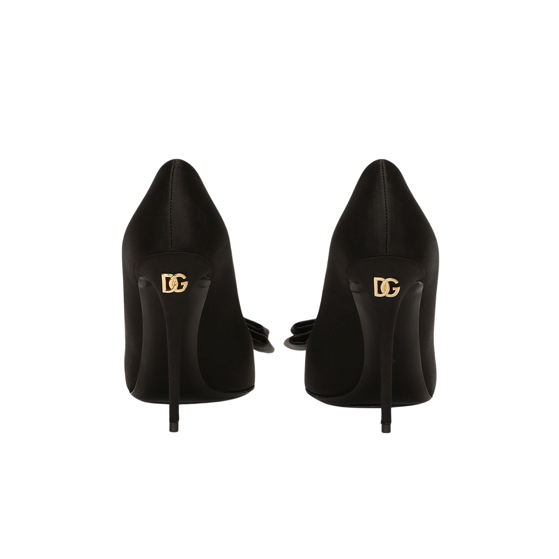 (W) 돌체 앤 가바나 사틴 보우 디테일 펌프스 블랙((W) Dolce & Gabbana Satin Pumps with Bow Detail Black) - 3