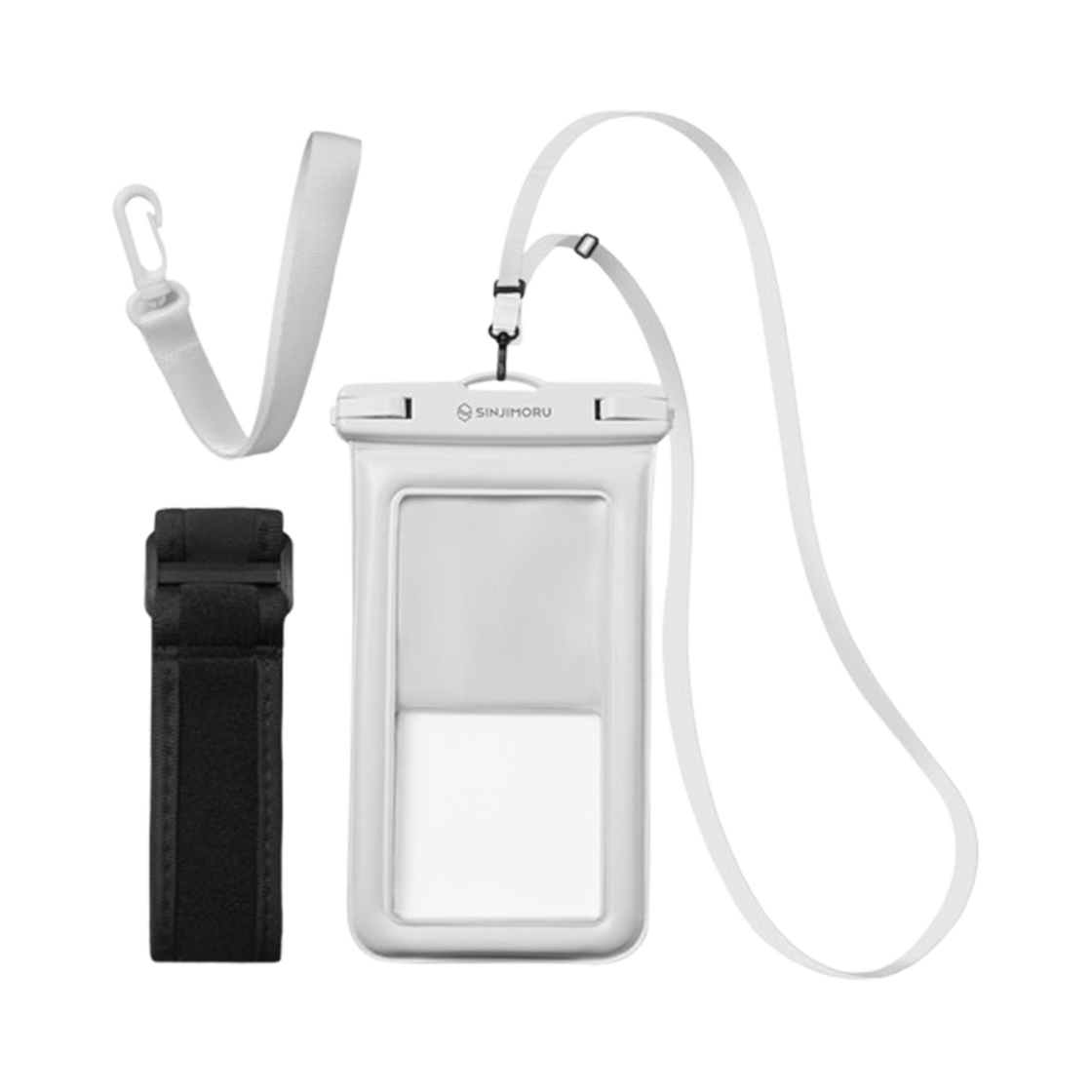 S550100002 SINJIMORU Phone Waterproof Case Lock Pocket Bag Necklace Strap iPhone Galaxy Pack White