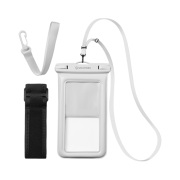 SINJIMORU Phone Waterproof Case Lock Pocket Bag Necklace Strap iPhone Galaxy Pack White