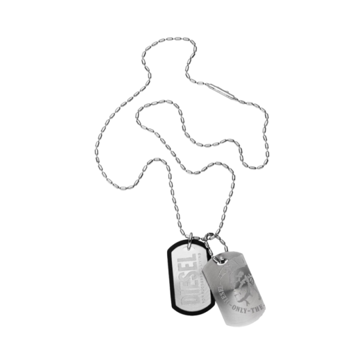 DX0011 Diesel Dx0011 Stainless Steel Double Dog Tag Necklace Silver