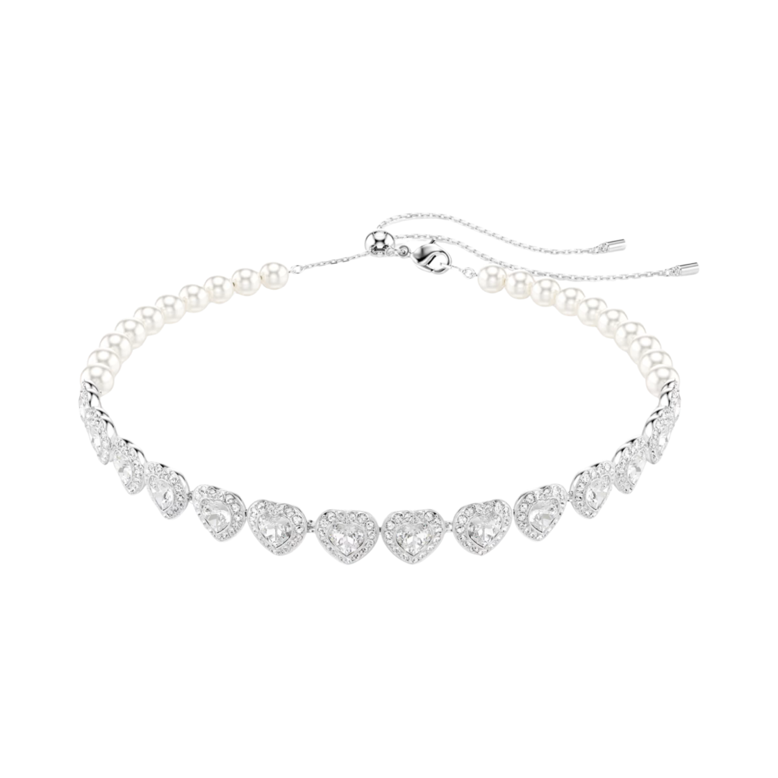 5720861 (W) Swarovski x Ariana Grande Tennis Choker Crystal Pearl Heart White Rhodium Plated