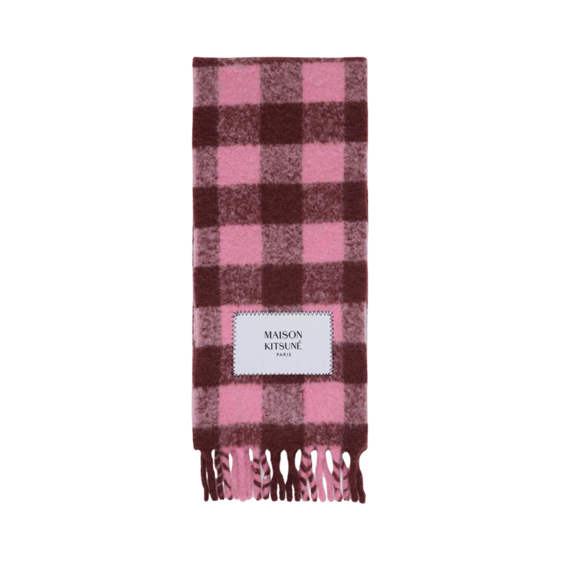 NM06203WB0011-B626 Maison Kitsune Check Brushed Muffler Pink Redstar