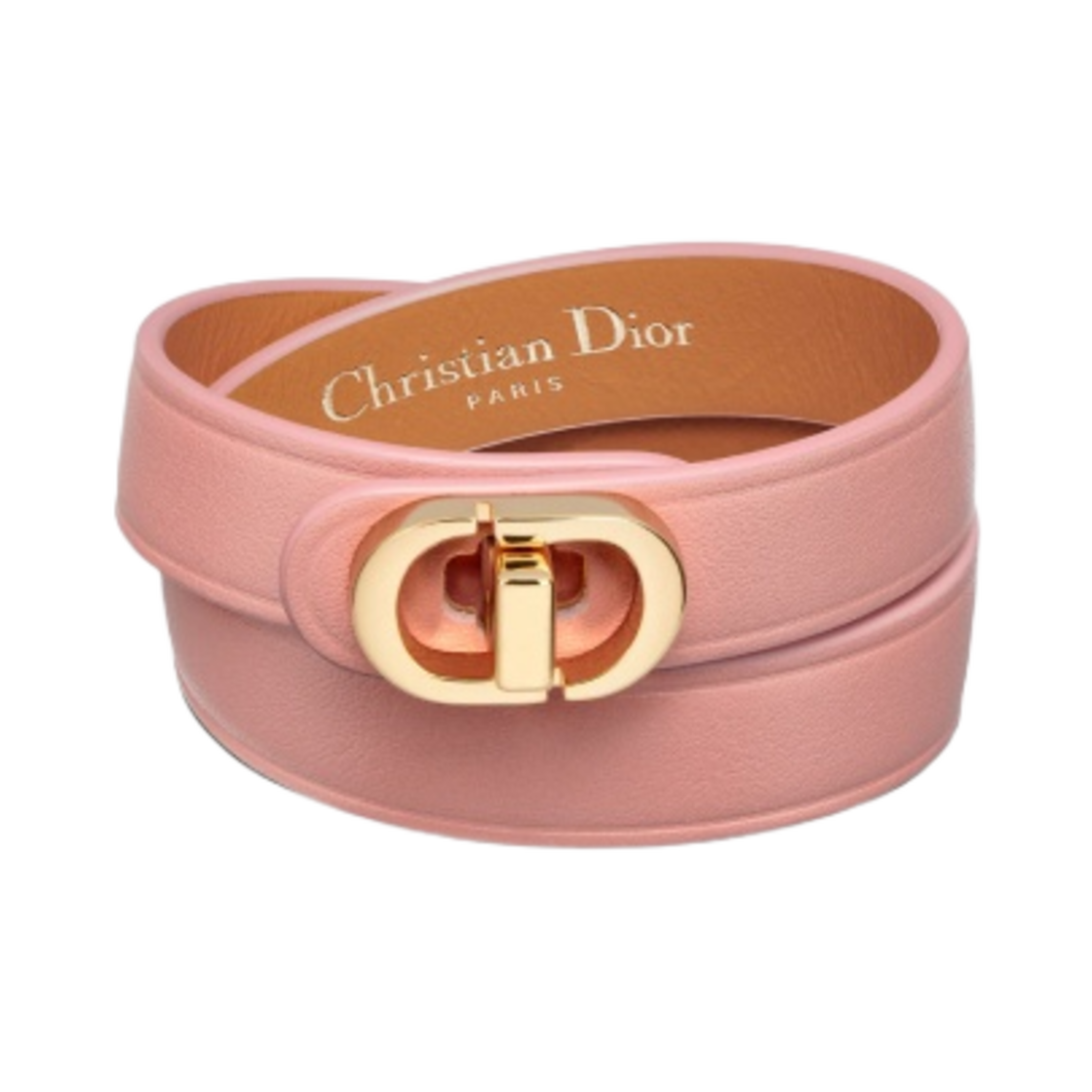 (W) 디올 30 몽테뉴 더블 브레이슬릿 이터리얼 핑크 카프스킨 골드 피니쉬 메탈((W) Dior 30 Montaigne Double Bracelet Ethereal Pink Calfskin Gold Finish Metal) - 1