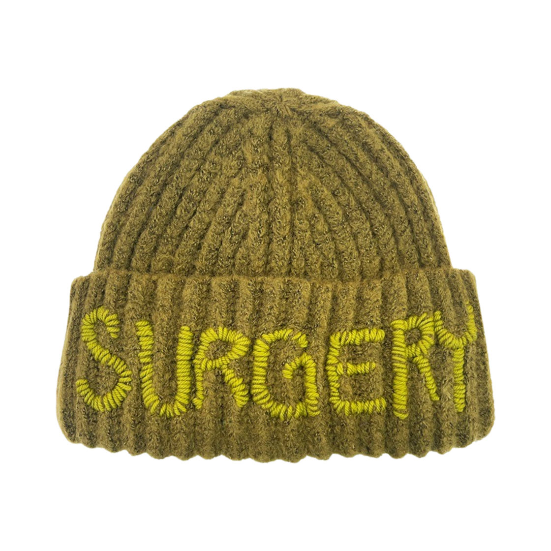 써저리 핸드 스티치 자수 로고 비니 올리브(Surgery Hand Stitch Embroidery Logo Beanie Olive)