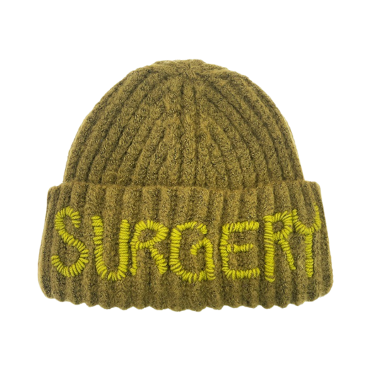New-1020168 Surgery Hand Stitch Embroidery Logo Beanie Olive
