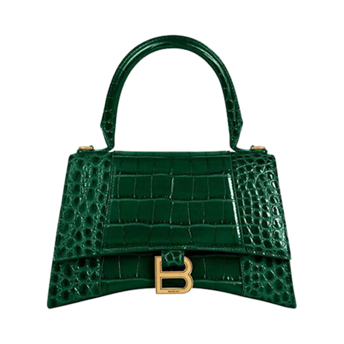 5935461LRGM3011 Balenciaga Hourglass Small Handbag Crocodile Embossed Forest Green - 대표 이미지 #1