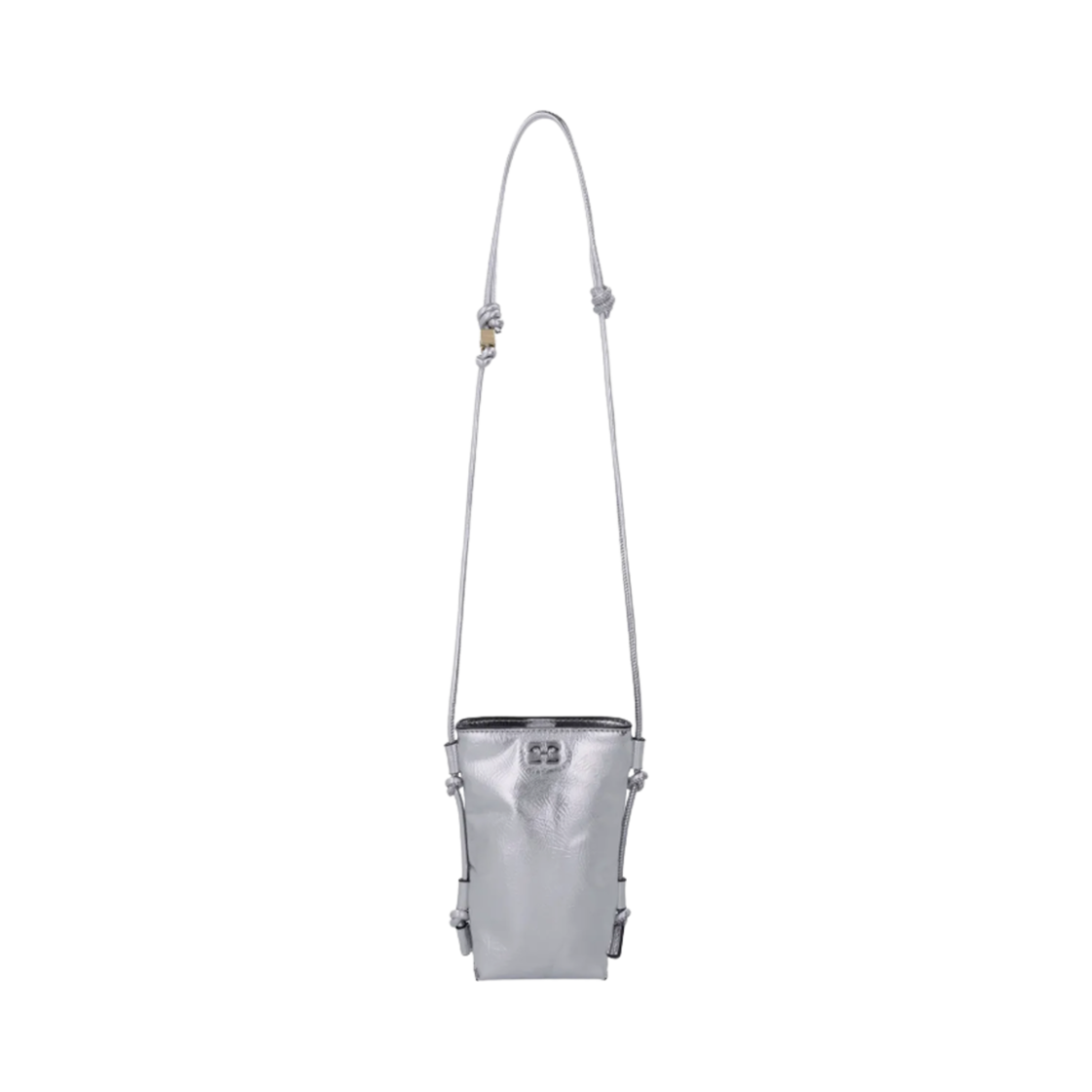 A6142-018 Ganni Bou Metallic Crossbody Bag Silver