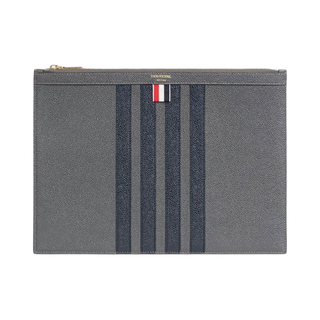 MAC155A-00198-025 Thom Browne Pebble Grain Leather 4-Bar Medium Document Holder Dark Grey