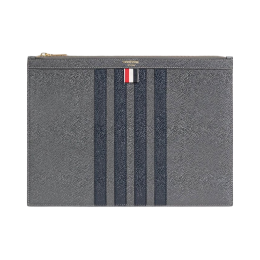 MAC155A-00198-025 Thom Browne Pebble Grain Leather 4-Bar Medium Document Holder Dark Grey