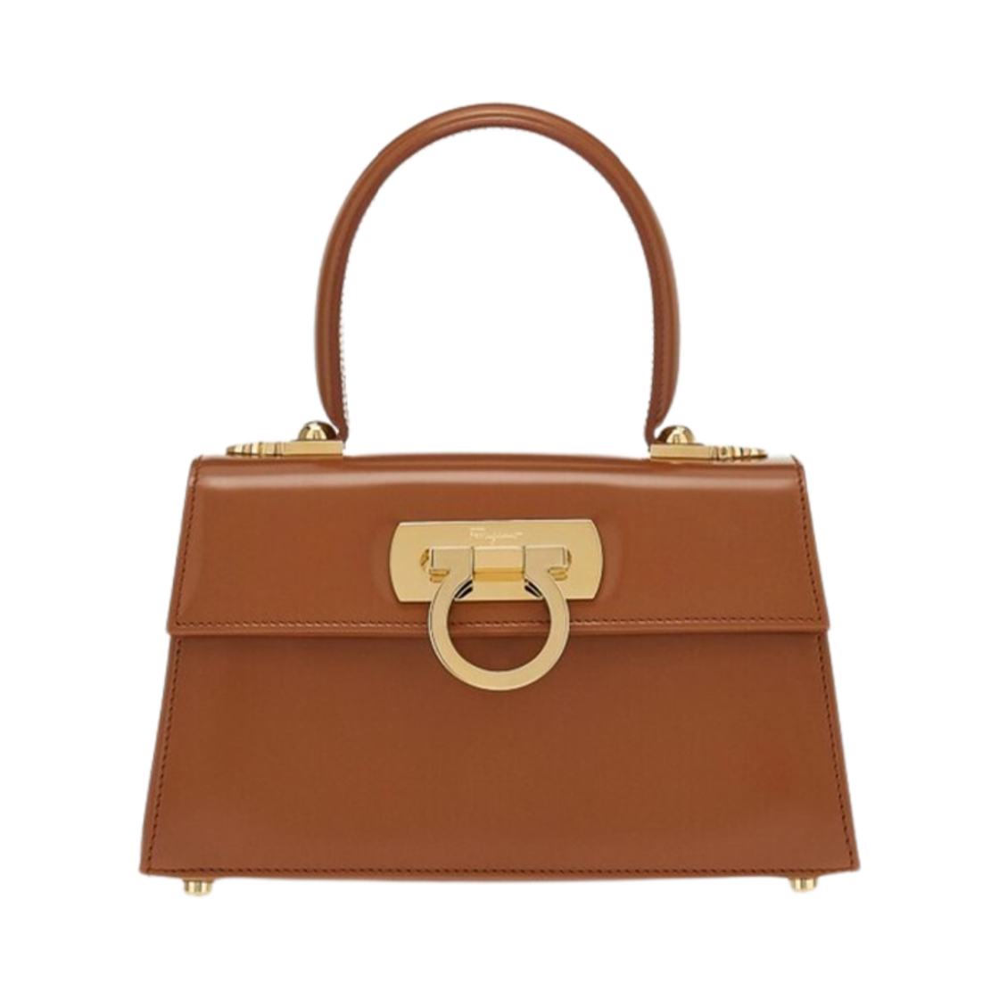 212958-759963 Ferragamo Small East West Iconic Top Handle Bag Tan