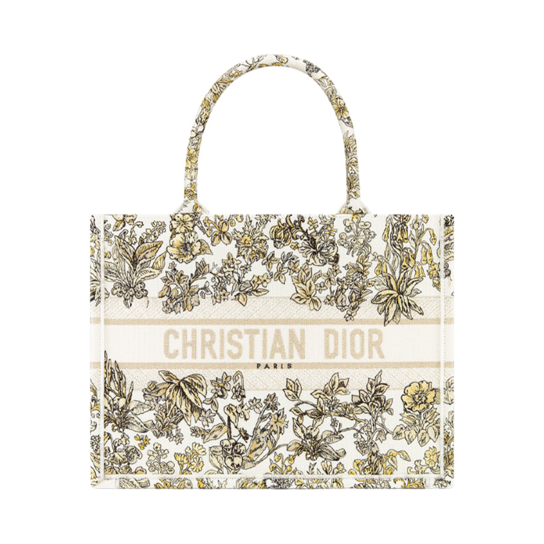 M1296ZEDX-M01E Dior Medium Book Tote Embroidered with Metallic Thread and Millefiori Unicorn Motif Latte Gold