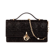 Dior Miss Dior Mini Bag Black Cannage Cotton Micropearl Embroidery