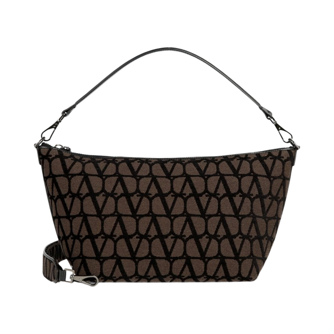 B0C23JXDU02 Valentino Toile Iconographe Leather Details Shoulder Bag Fondant Black