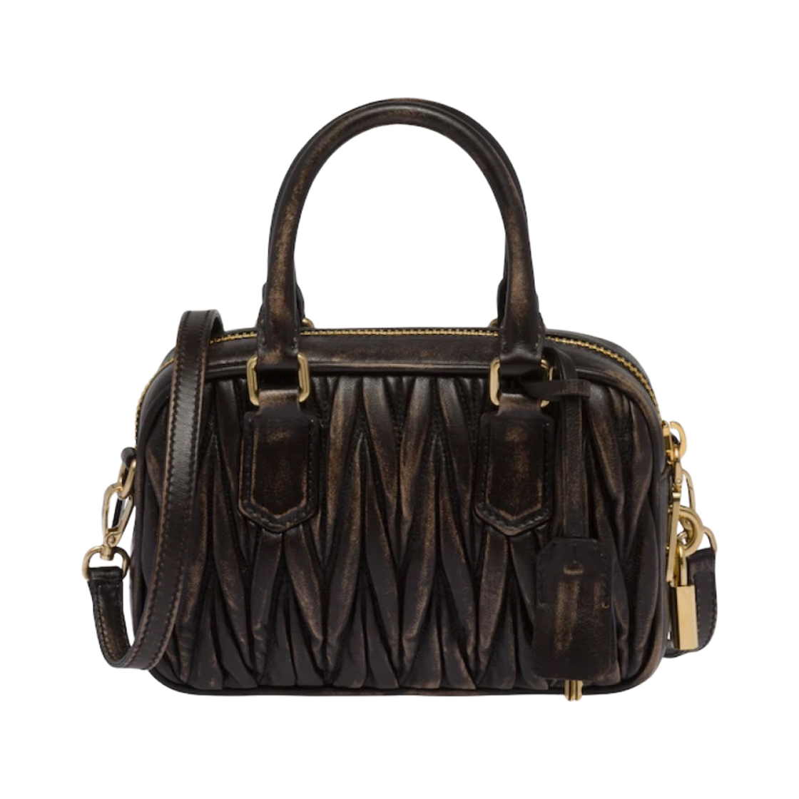 미우 미우 마테라쎄 나파 가죽 탑 핸들백 샌드 커피(Miu Miu Matelasse Nappa Leather Top Handle Bag Sand Coffee) - 3