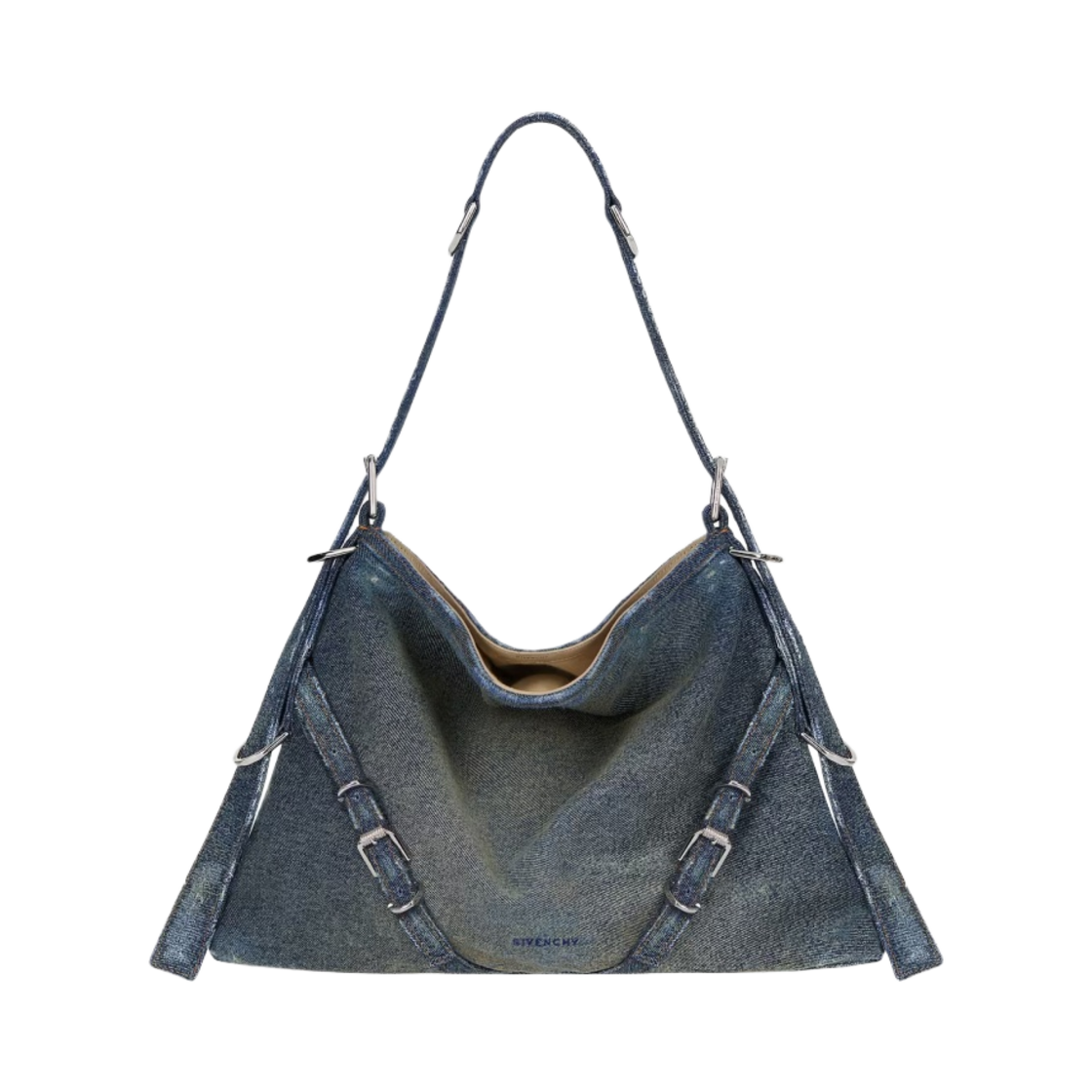 지방시 워시드 데님 미디움 부아유 백 밀리터리 블루(Givenchy Medium Voyou Bag in Washed Denim Military Blue) - 1