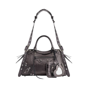 Balenciaga Neo Cagole City Small Handbag Crocodile Embossed with Rhinestones Grey
