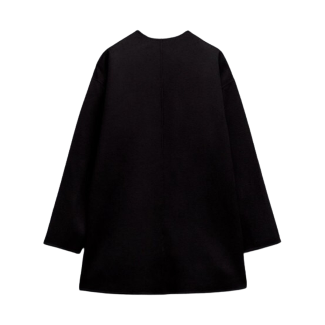 (W) 자라 울 블렌드 라운드넥 코트 블랙((W) Zara Wool Blend Round Neck Coat Black) - 2