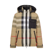 Burberry Reversible Exaggerated Check Nylon Puffer Jacket Archive Beige Black