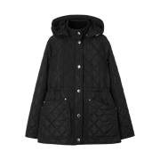 (W) Burberry Diamond Quilted Long Nylon Jacket Black