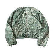 Kapital Nylon Quilted Unevenly Dyed Lined Cropped Bolero Light Green