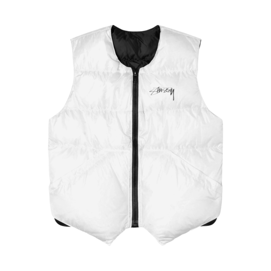스투시 x 아워레가시 x 크리센트다운웍스 리버시블 다운 베스트 화이트 블랙(Stussy x Our Legacy x Crescentdownworks Reversible Down Vest White Black)