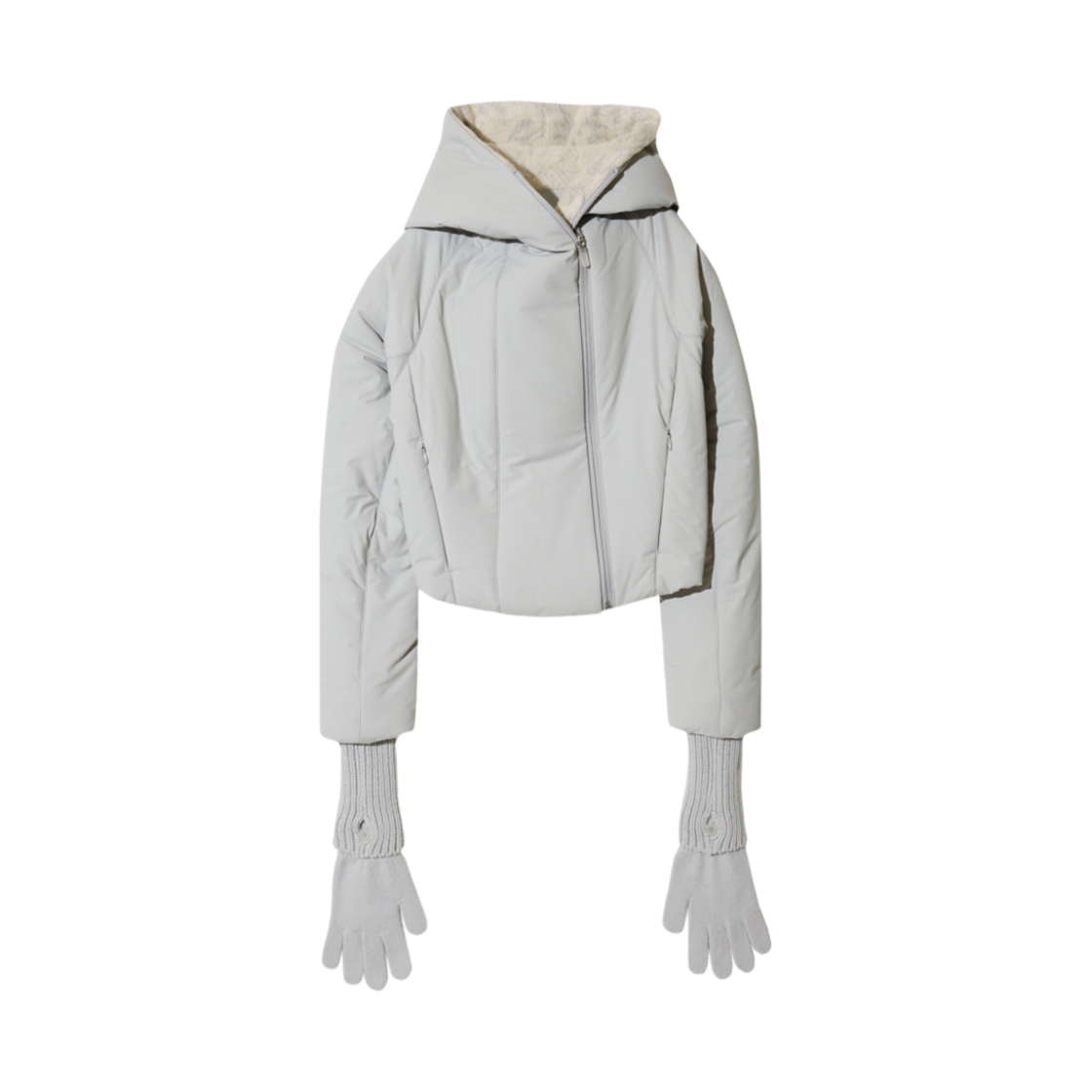 - (W) Hyein Seo Padded Crop Jacket w/ Gloves French Grey