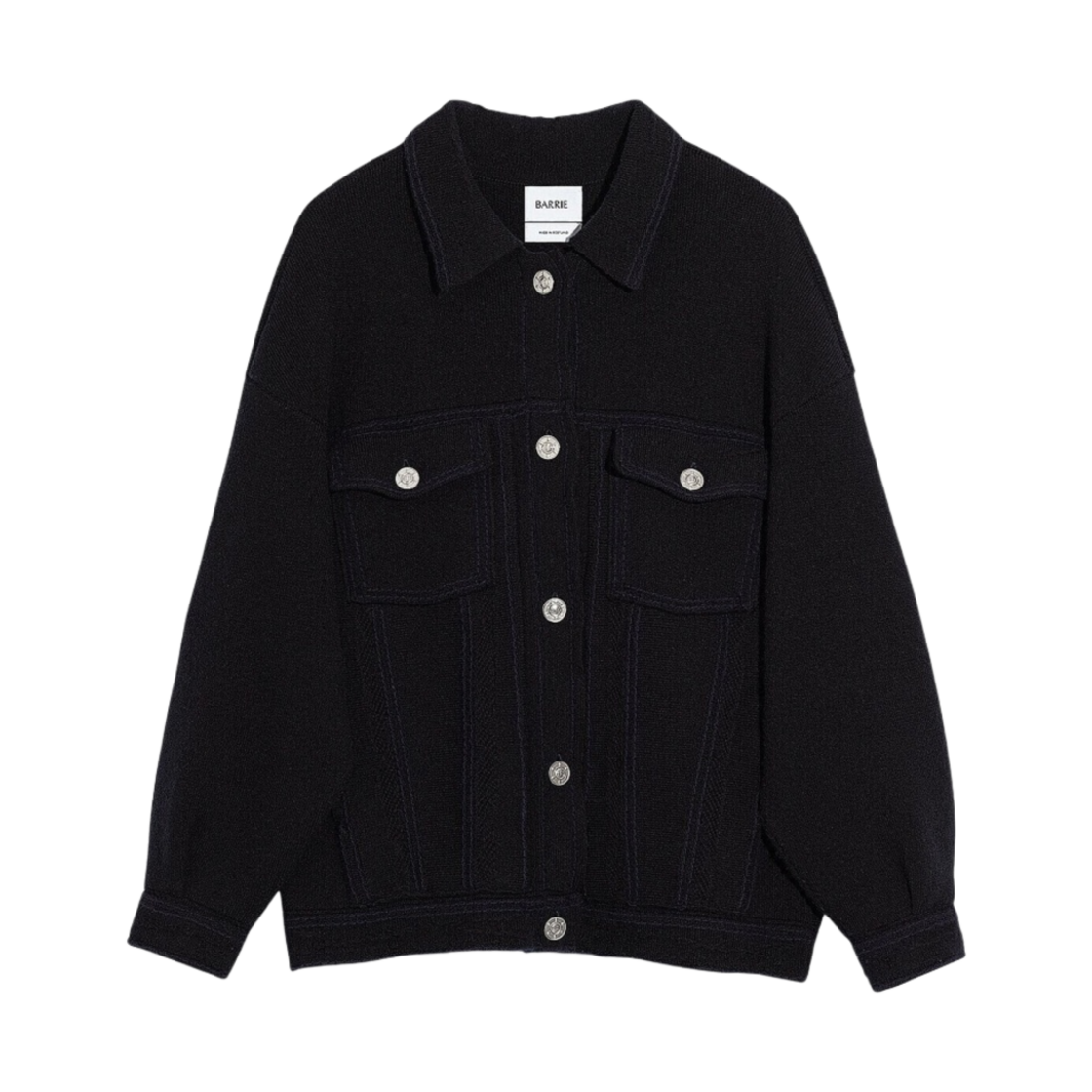 (W) 배리 데님 오버사이즈 캐시미어 코튼 자켓 블랙 파이럿 블랙((W) Barrie Denim Oversized Cashmere Cotton Jacket Black Pirate Black)