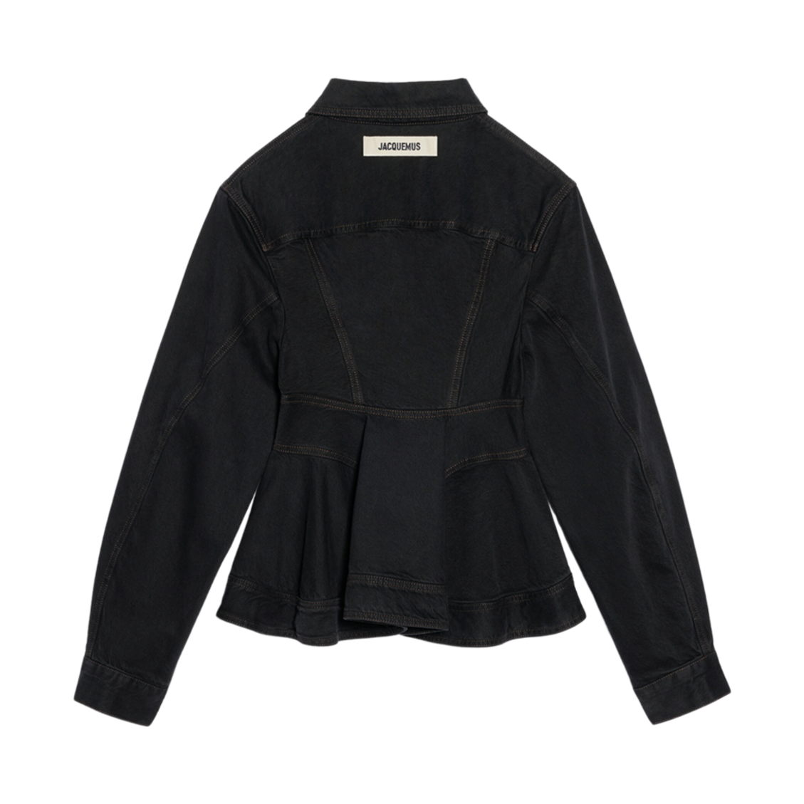 (W) 자크뮈스 라 베스트 드 니메스 카라코 페플럼 데님 자켓 블랙 브라운((W) Jacquemus La Veste De Nimes Caraco Peplum Denim Jacket Black Brown) - 2
