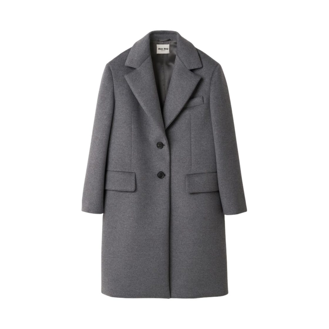 MS1987-13SD-F0031 (W) Miu Miu Single Breasted Velour Coat Grey